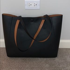 Reversible faux leather tote